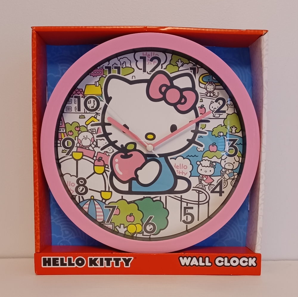 Hello Kitty Wall Clock, Analog, Apple Trees, Pink